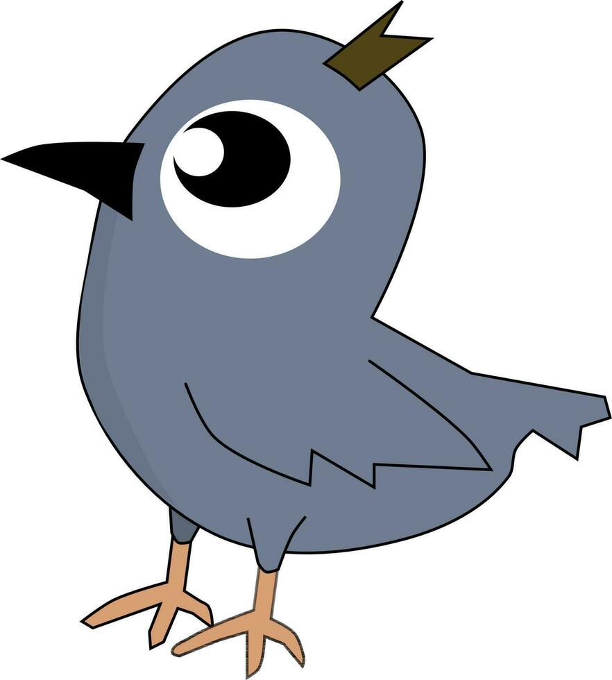 mignonne bleu oiseau dessin animé. griffonnage style. vecteur illustration.