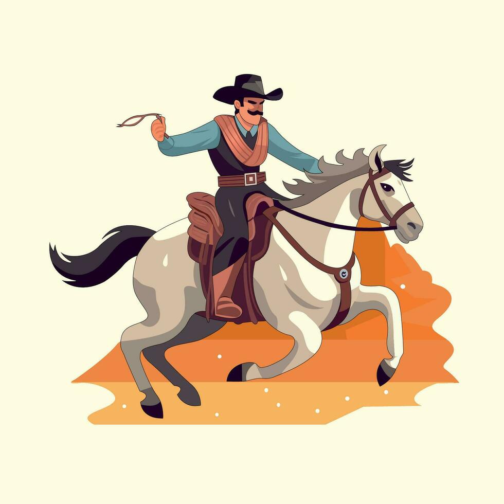 cow-boy équitation cheval vecteur illustration