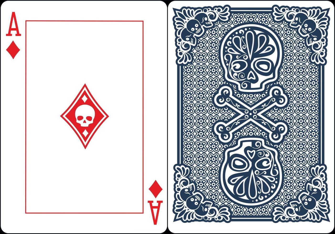 cartes à jouer exclusives au poker squelette vecteur