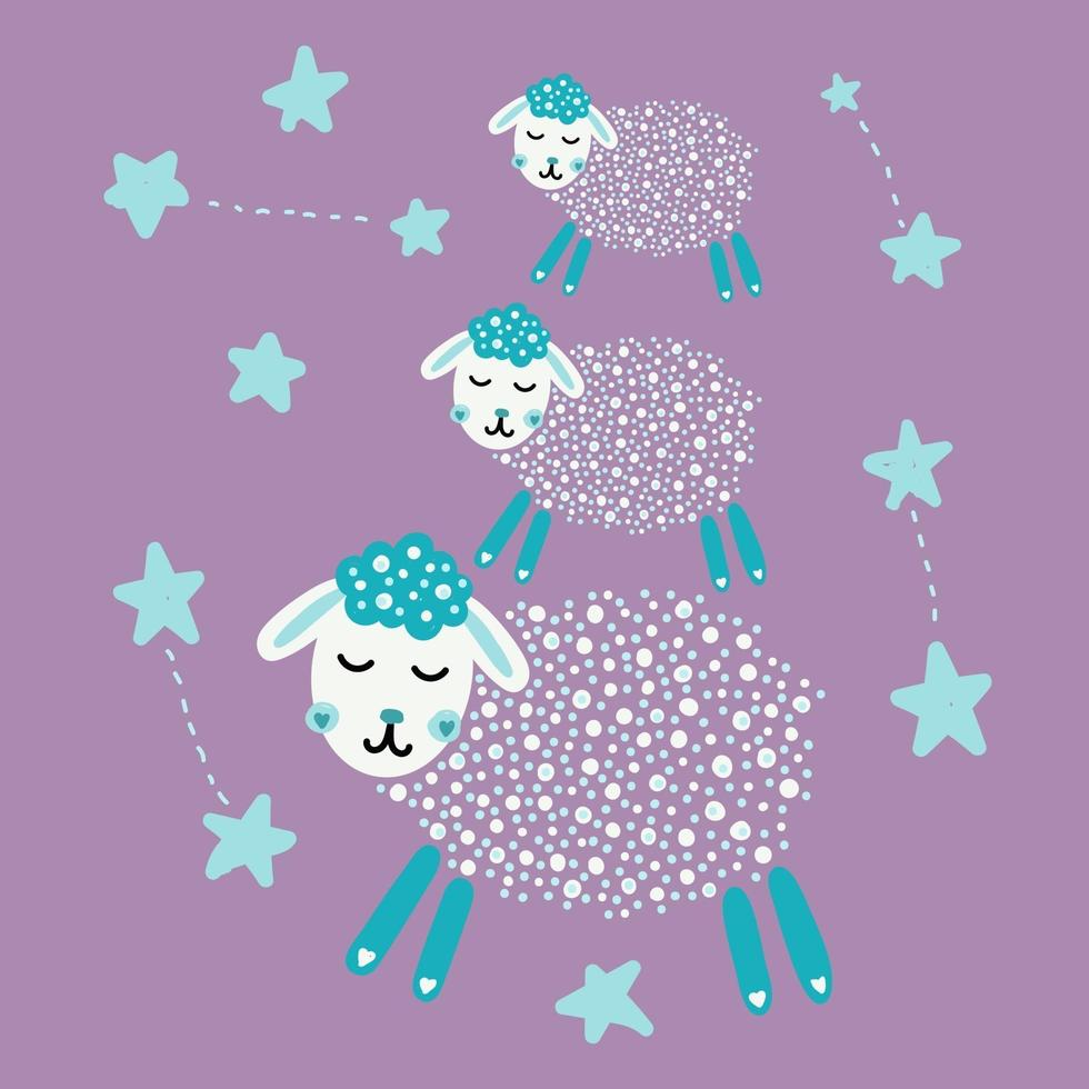 mouton mignon avec des étoiles vecteur