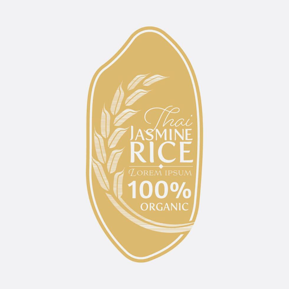 riz paddy premium produit naturel biologique bannière logo vector design