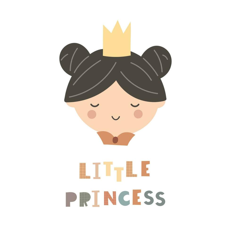 peu princesse. dessin animé princesse, main dessin caractères, décor éléments. coloré vecteur illustration, plat style. conception pour cartes, T-shirt imprimer, affiche