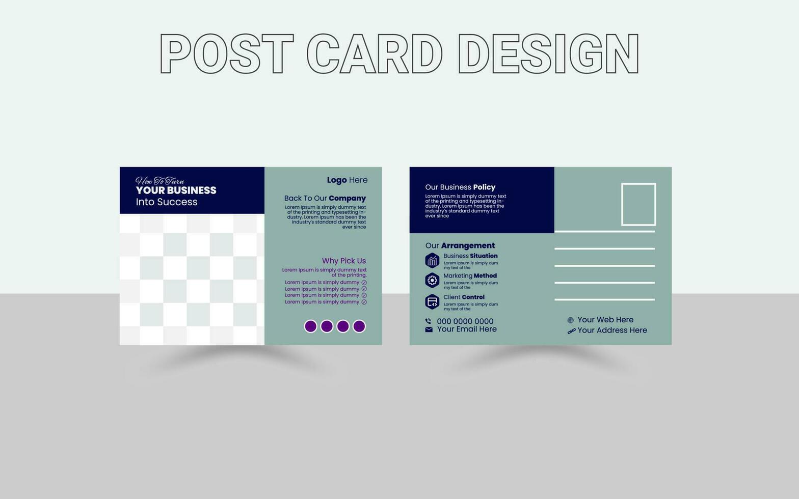Publier carte conception, moderne professionnel carte postale modèle, Facile carte postale conception, vecteur
