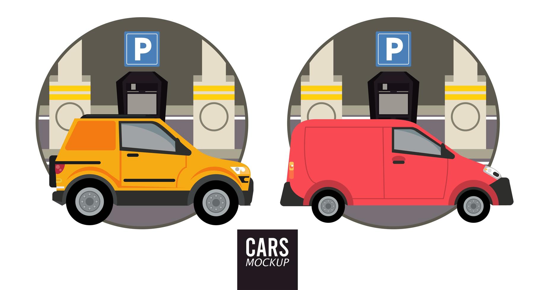 mini van et camping-car maquette voitures icônes de véhicules vecteur