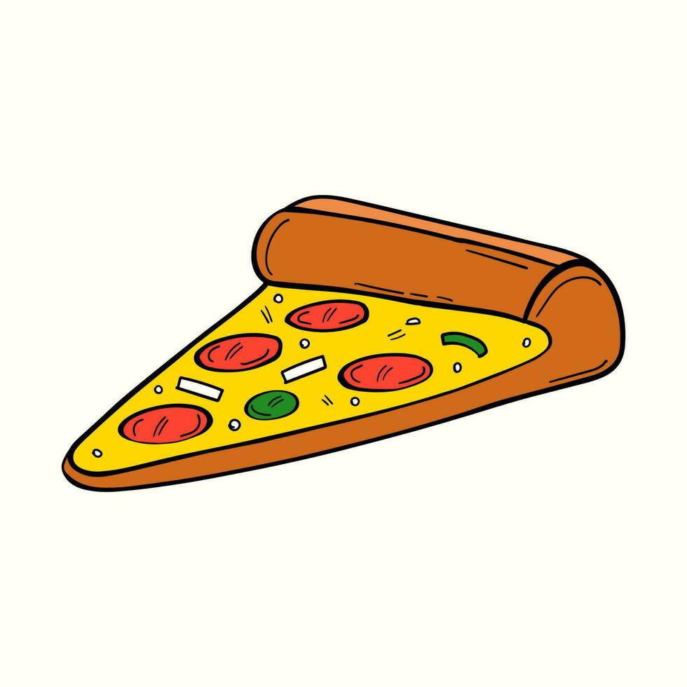 Pizza tranche vecteur illustration avec fromage sur Haut. plat Pizza illustration