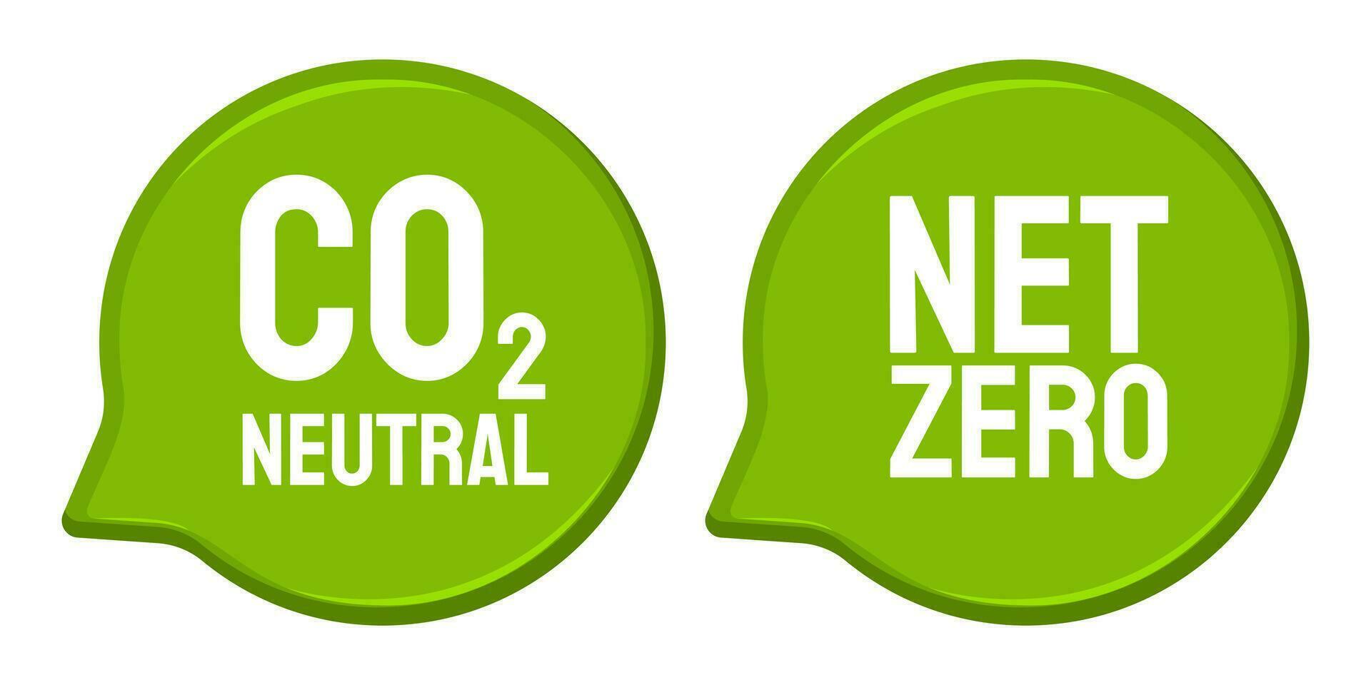 CO2 neutre, net zéro, vert rond dialogue boîte. non carbone émissions, non air pollution, industriel production éco amical signe, vecteur illustration. écologie concept. enregistrer le planète.