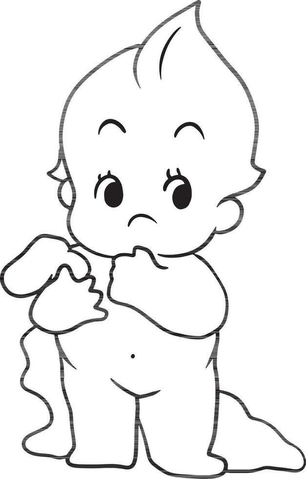 peu ange dessin animé griffonnage kawaii anime coloration page mignonne illustration dessin personnage chibi manga bande dessinée vecteur
