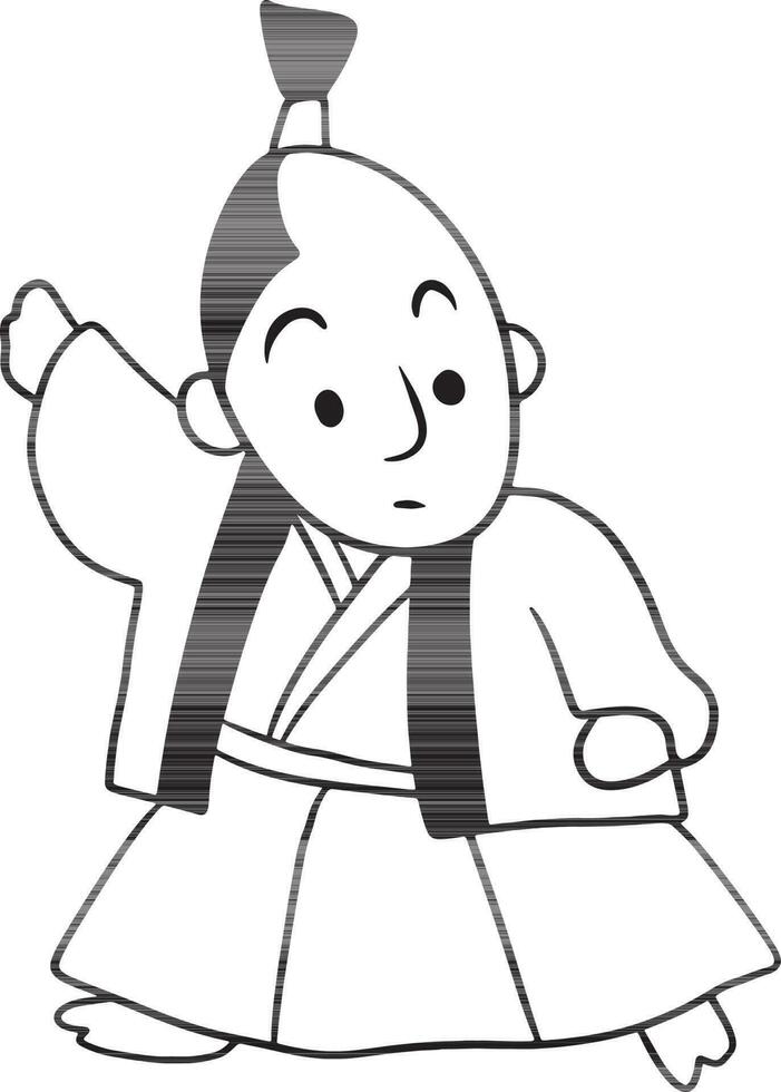 Japonais homme dessin animé griffonnage kawaii anime coloration page mignonne illustration dessin agrafe art personnage chibi manga bande dessinée vecteur