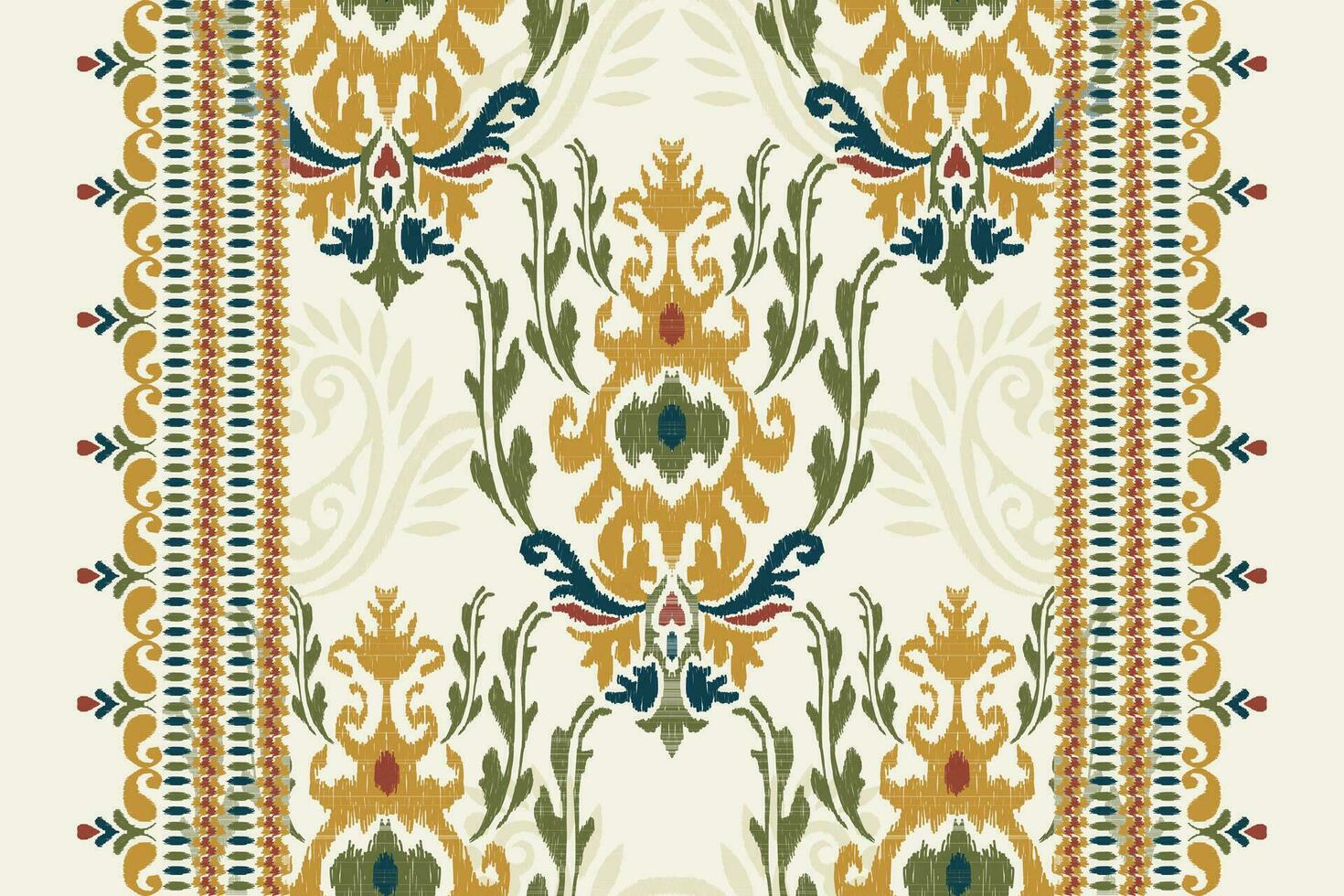 broderie cachemire florale ikat sur fond blanc. motif oriental ethnique géométrique style traditionnel. aztèque illustration vectorielle abstraite. conception pour la texture, le tissu, les vêtements, l'emballage, la décoration, l'écharpe. vecteur