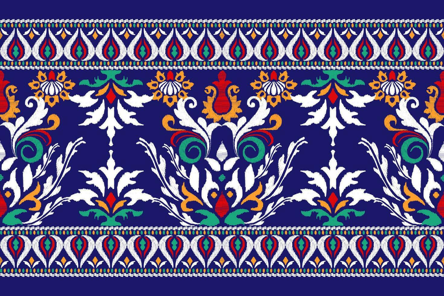 ikat floral paisley broderie sur bleu background.ikat ethnique Oriental modèle traditionnel.aztèque style abstrait vecteur illustration.design pour texture, tissu, vêtements, emballage, décoration, paréo, écharpe.