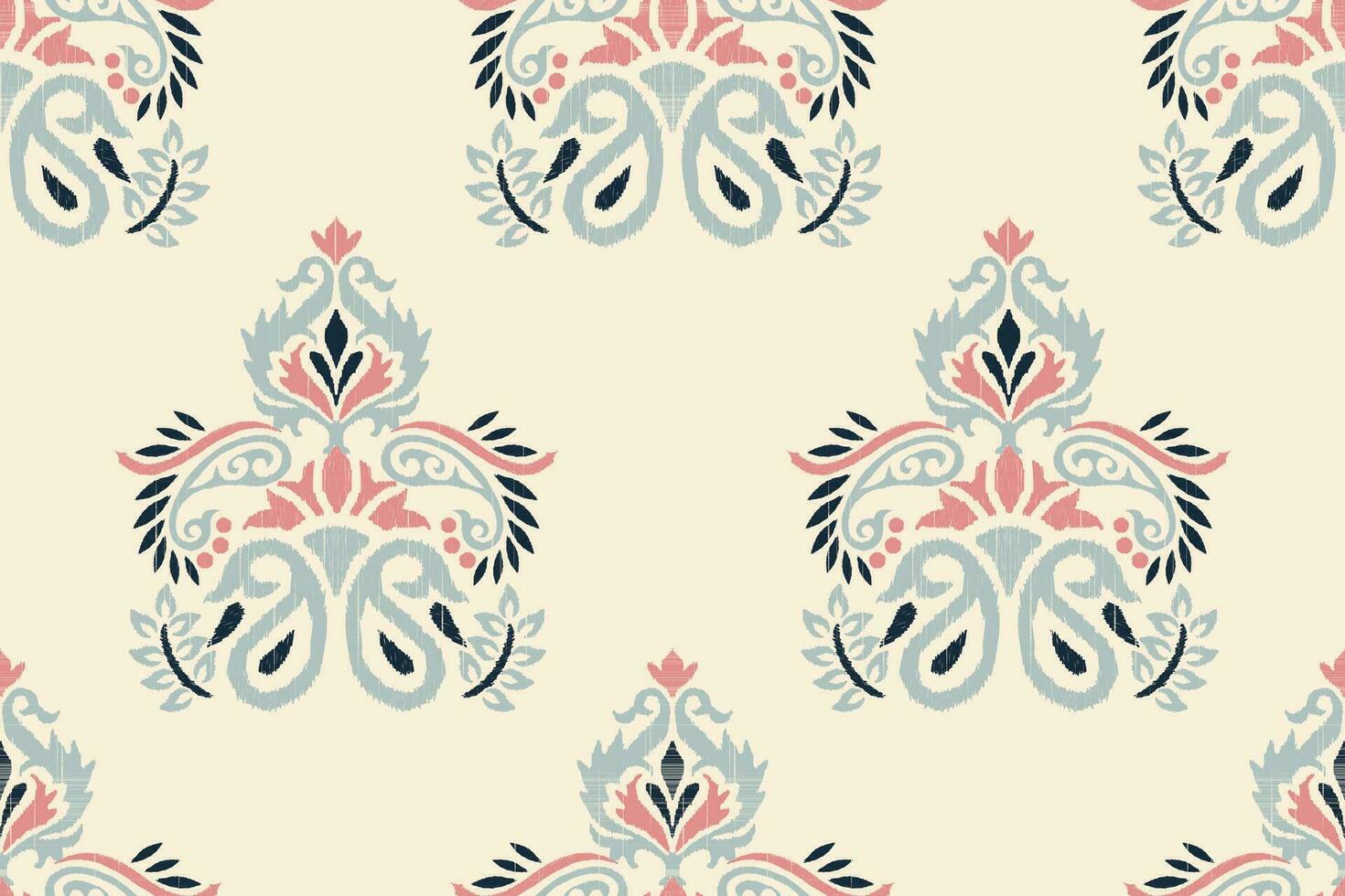 ikat floral paisley broderie sur blanc background.ikat ethnique orienta sans couture modèle traditionnel.aztèque style abstrait illustration.design pour texture, tissu, vêtements, emballage, décoration, écharpe, impression vecteur