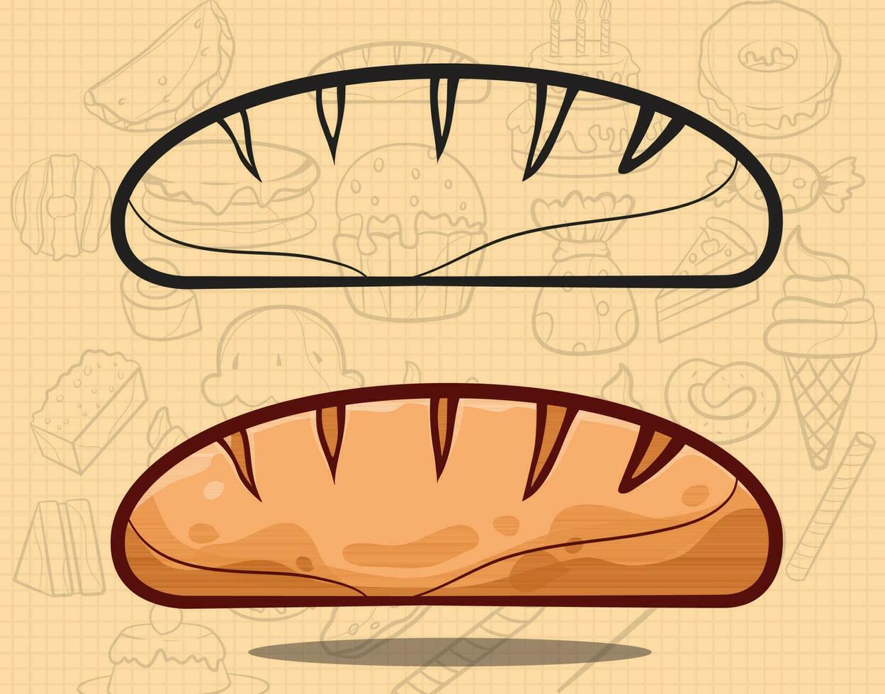 dessin animé style boulangerie gâteau art illustration vecteur