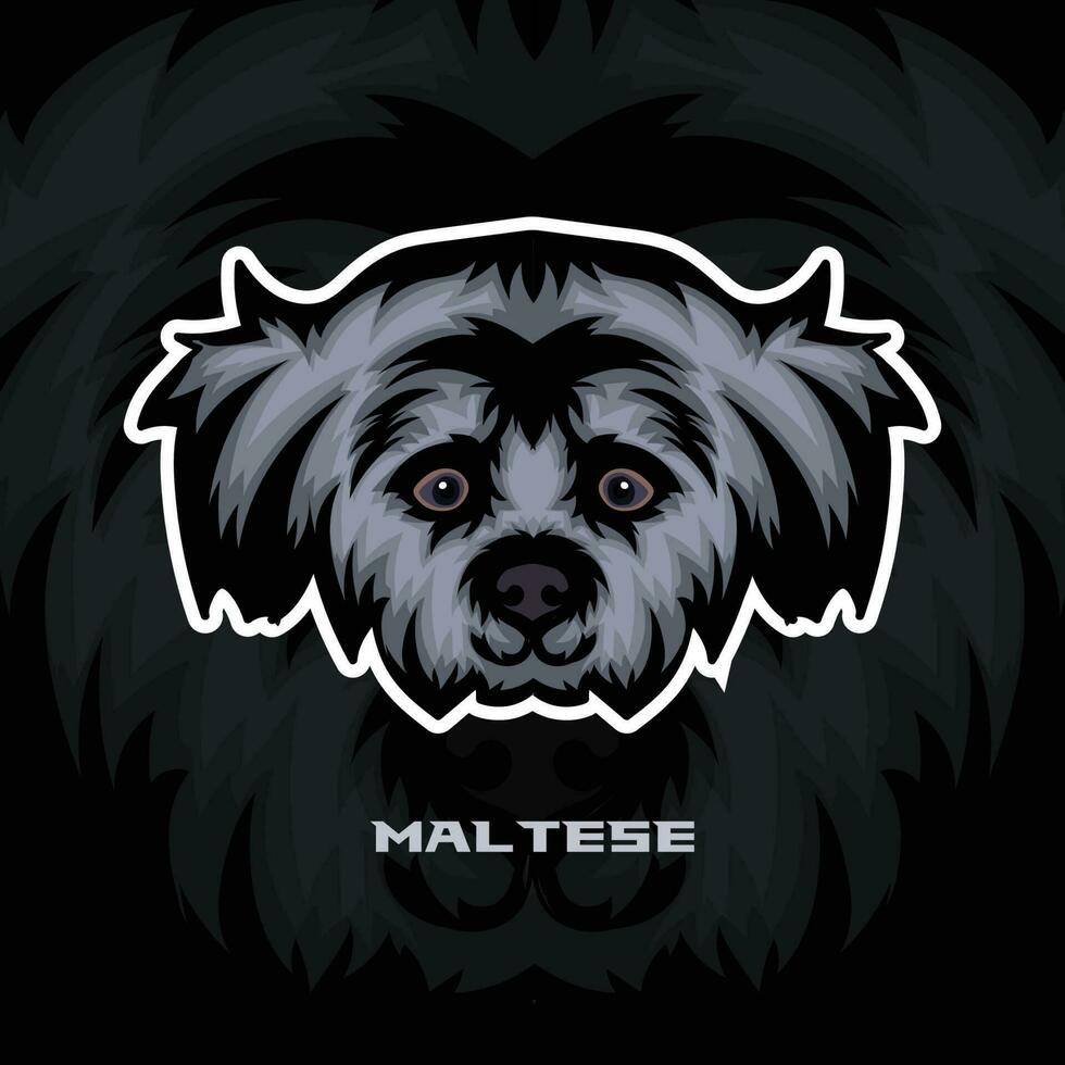 maltais chien visage vecteur Stock illustration, chien mascotte logo, chien visage logo vecteur