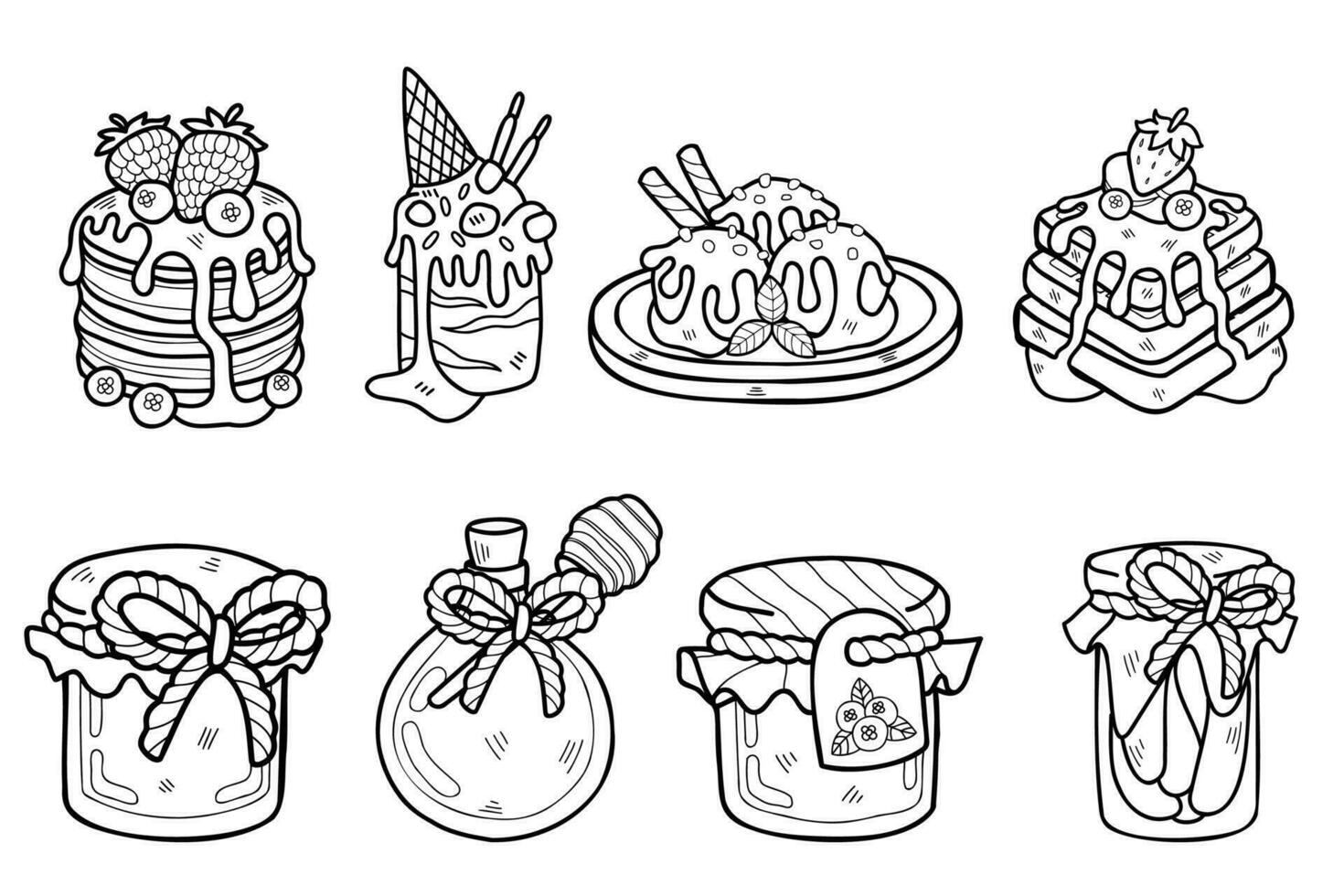 main tiré bonbons et desserts collection dans plat style illustration pour affaires des idées vecteur