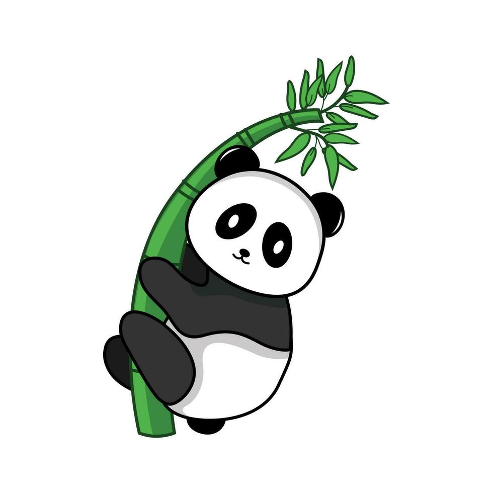 mignonne Panda avec bambou animal dessin animé vecteur