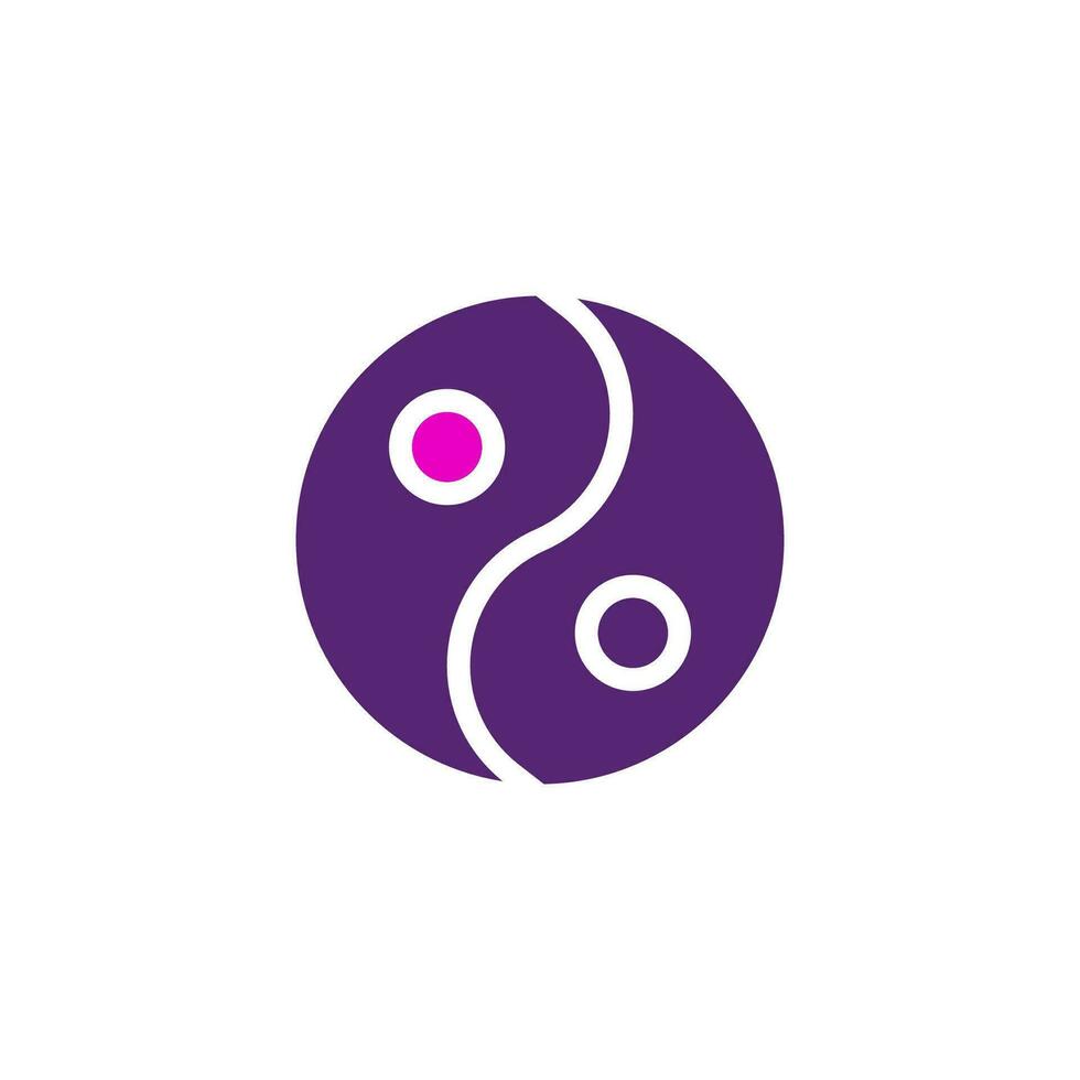 yin et Yang icône solide violet rose Couleur chinois Nouveau année symbole parfait. vecteur