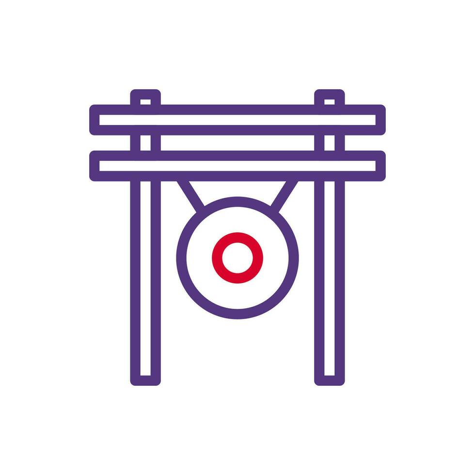 gong icône bicolore rouge violet Couleur chinois Nouveau année symbole parfait. vecteur