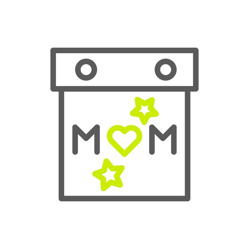 calendrier maman icône bicolore vert gris Couleur mère journée symbole illustration. vecteur