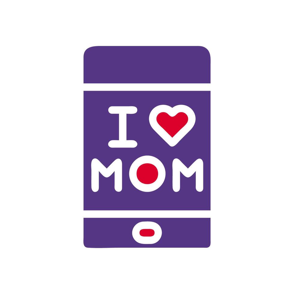 téléphone maman icône solide rouge violet Couleur mère journée symbole illustration. vecteur