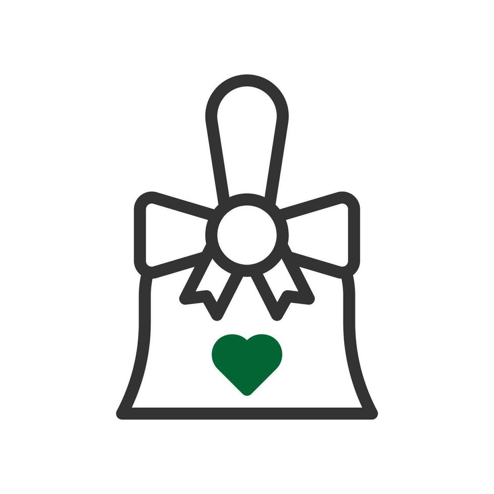 cloche l'amour icône bichromie vert noir style Valentin illustration symbole parfait. vecteur