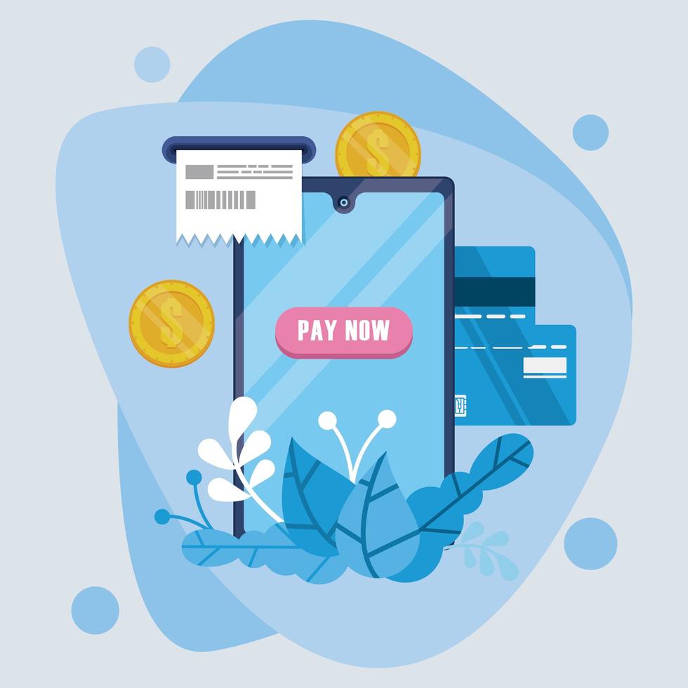 technologie de paiement en ligne avec smartphone et carte de crédit vecteur