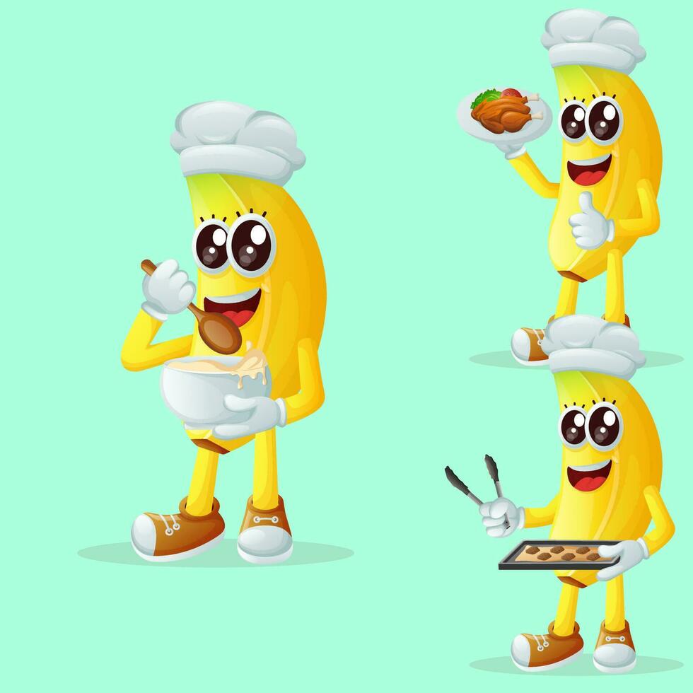 mignonne banane personnage dans le cuisine vecteur