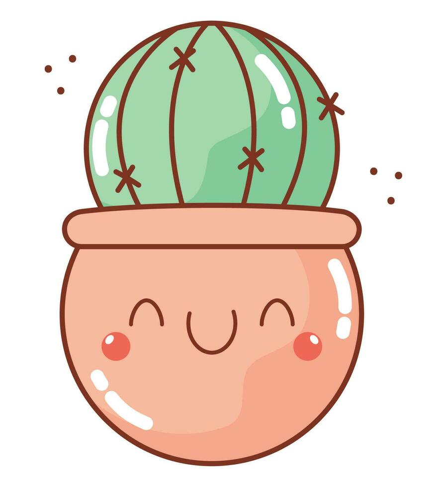 kawaii mis en pot cactus conception plus de blanc vecteur