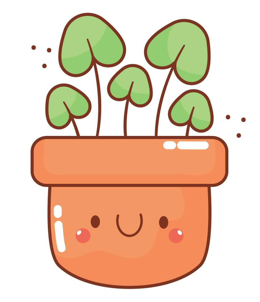 kawaii Orange mis en pot plante plus de blanc vecteur