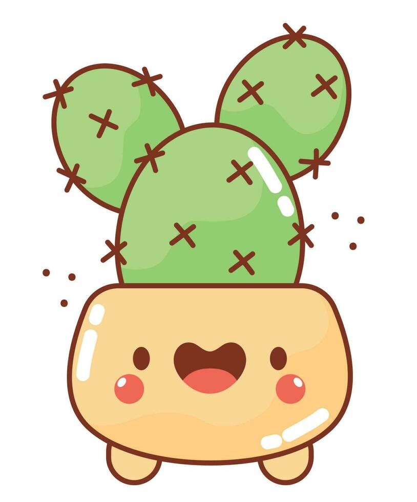 kawaii mis en pot cactus illustration plus de blanc vecteur