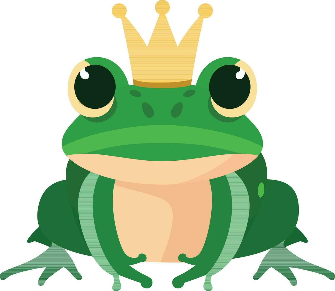 vert grenouille portant or couronne plat style vecteur image