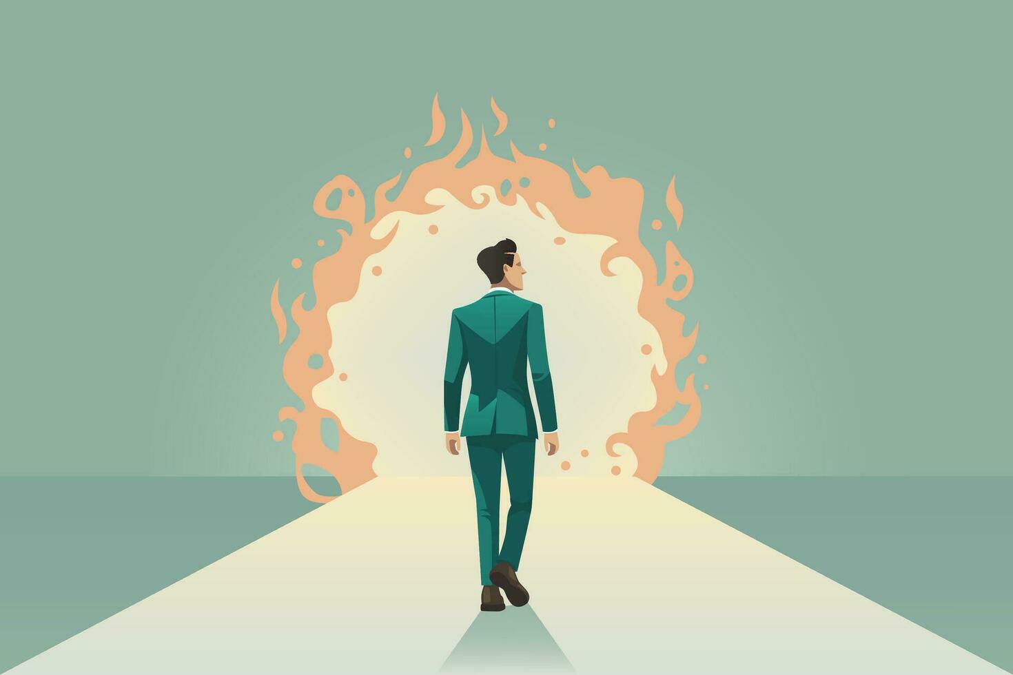 homme d'affaire en marchant dans Feu trou. affaires vecteur illustration