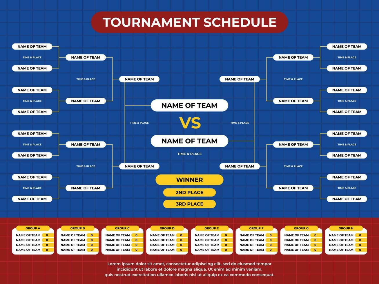 Achevée tournoi programme de groupe à champion vecteur