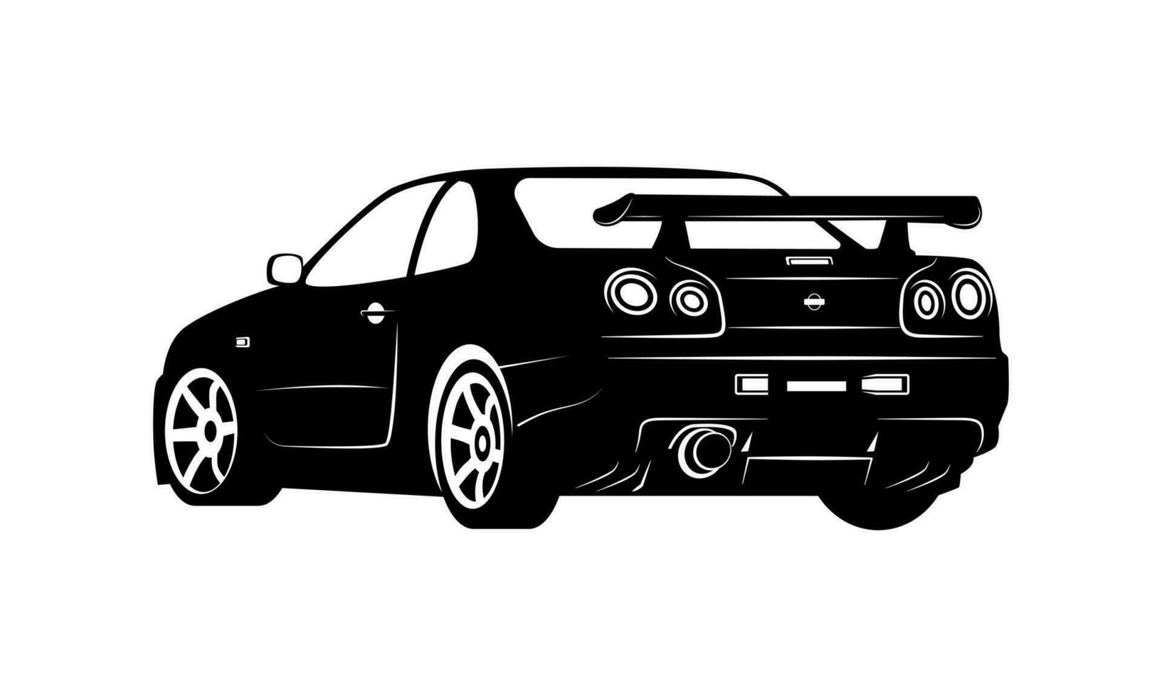 illustration vecteur graphique de japonais sport voiture, sillhout noir et blanc voiture, bien pour votre garage logo, mur décoration, écorcheur, etc