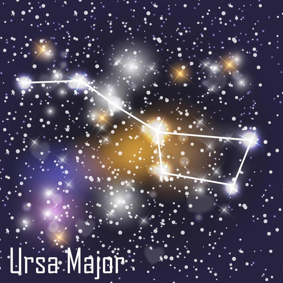 Constellation majeure de l'ursa avec de belles étoiles brillantes sur le fond de l'illustration vectorielle de ciel cosmique vecteur