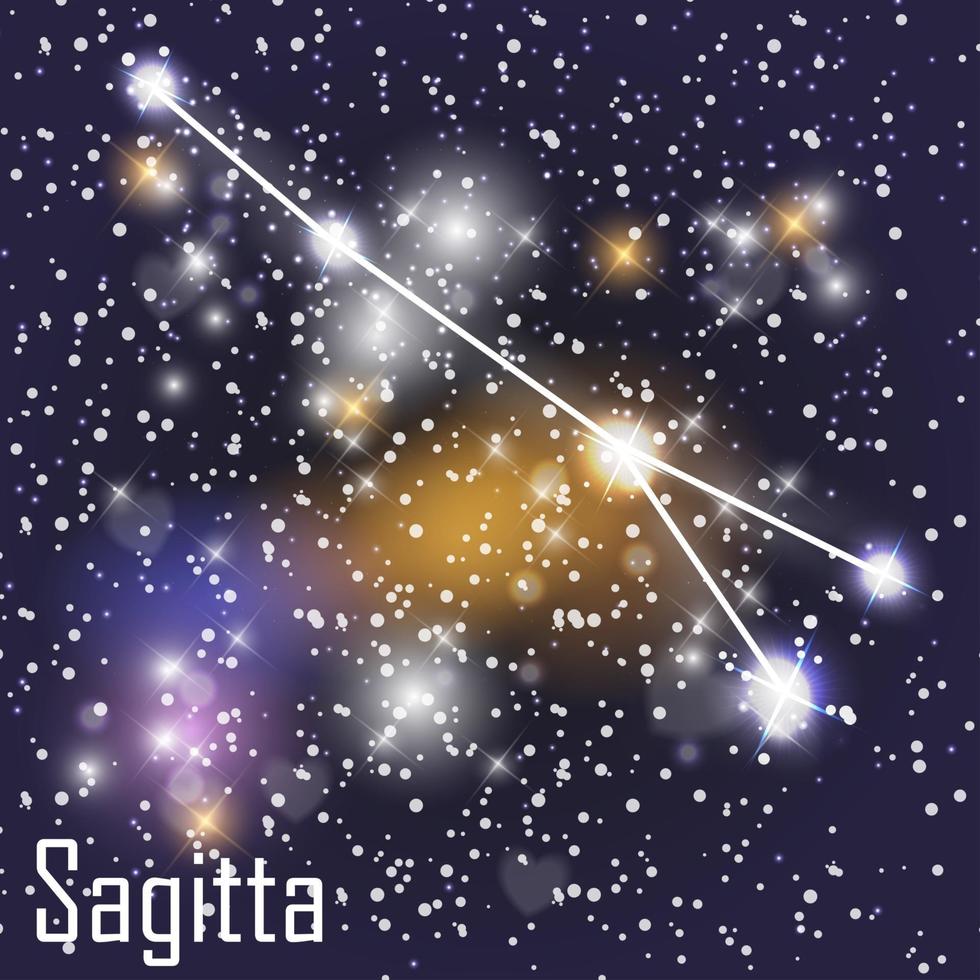 constellation de la sagitta avec de belles étoiles brillantes sur le fond de l & # 39; illustration vectorielle de ciel cosmique vecteur