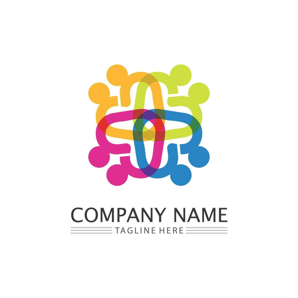 logo de personnes, équipe, succès, travail de personnes, groupe et communauté, vecteur de logo d'entreprise et d'entreprise et soins de conception, icône de la famille logo de réussite