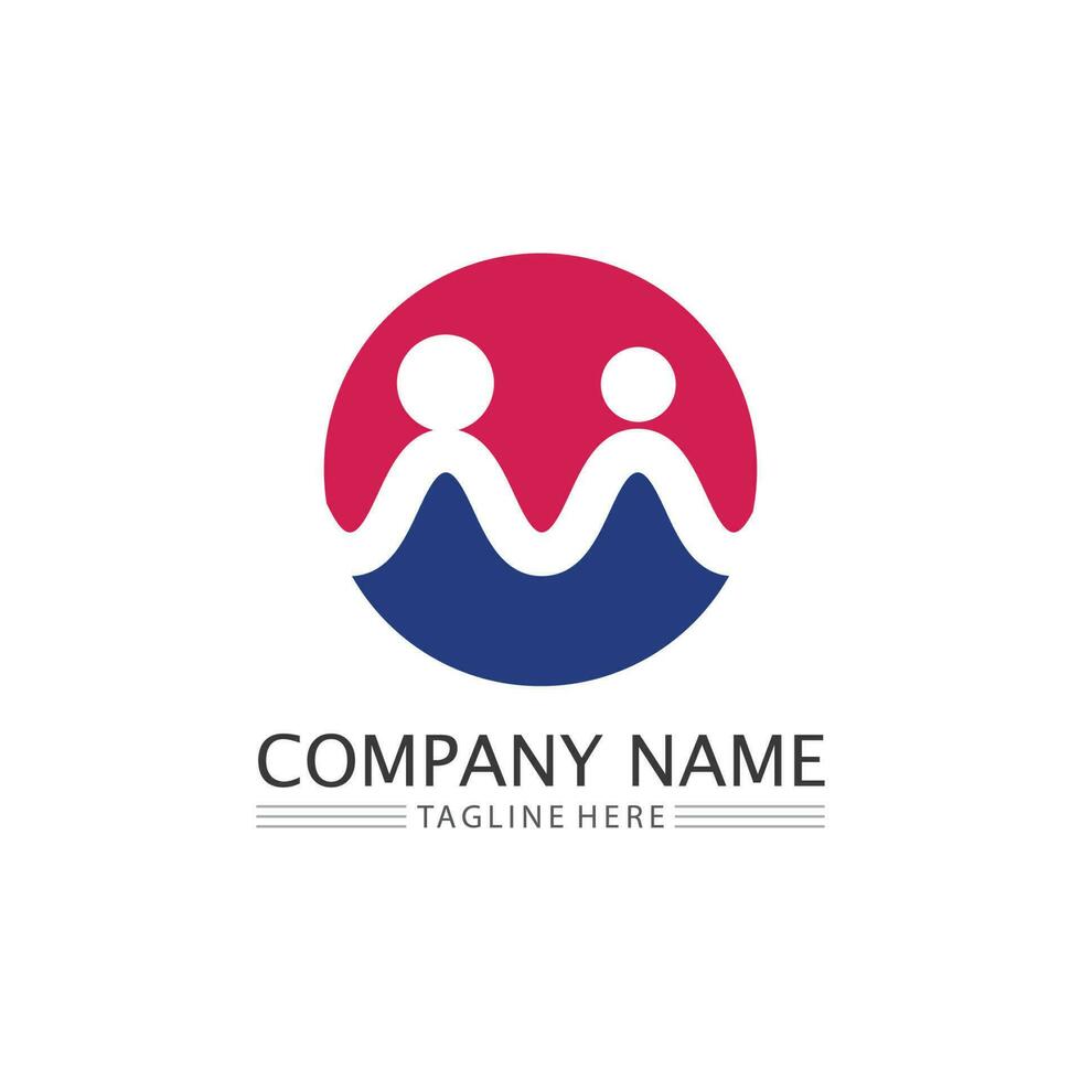 logo de personnes, équipe, succès, travail de personnes, groupe et communauté, vecteur de logo d'entreprise et d'entreprise et soins de conception, icône de la famille logo de réussite