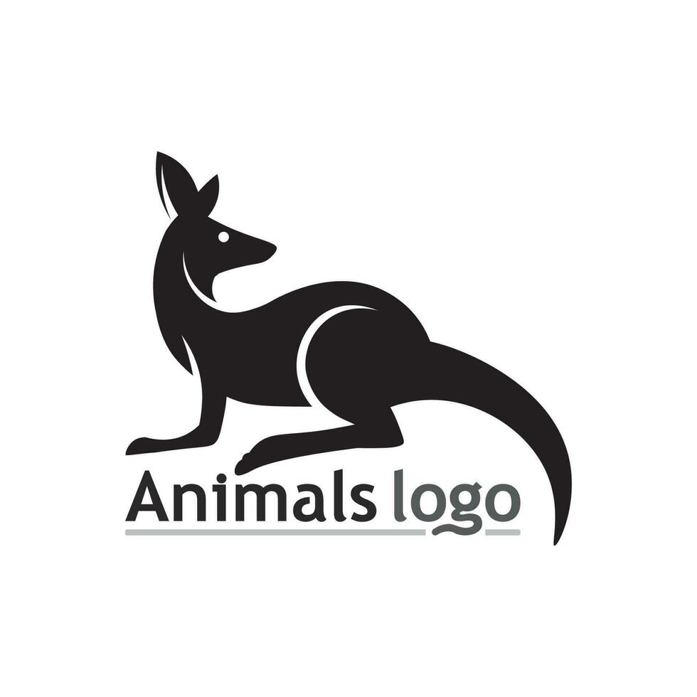 logo animal kangourou et illustration vectorielle de conception vecteur