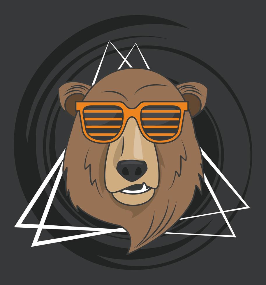 ours grizzly drôle avec des lunettes de soleil style cool vecteur