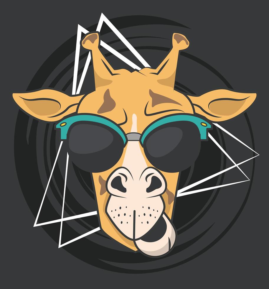 girafe drôle avec des lunettes de soleil style cool vecteur