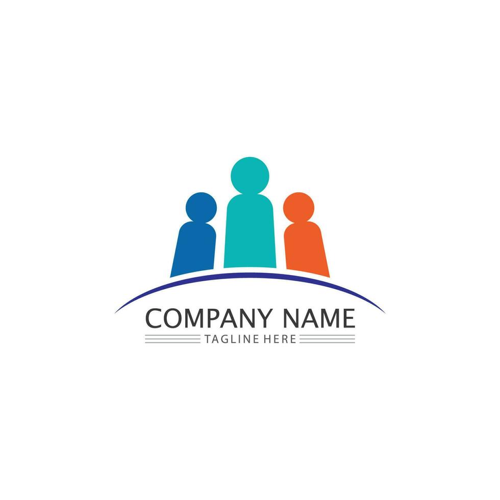 logo de personnes, équipe, succès, travail de personnes, groupe et communauté, vecteur de logo d'entreprise et d'entreprise et soins de conception, icône de la famille logo de réussite