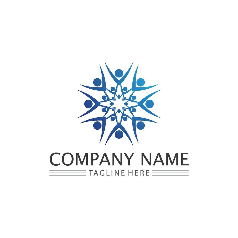 logo de personnes, équipe, succès, travail de personnes, groupe et communauté, vecteur de logo d'entreprise et d'entreprise et soins de conception, icône de la famille logo de réussite