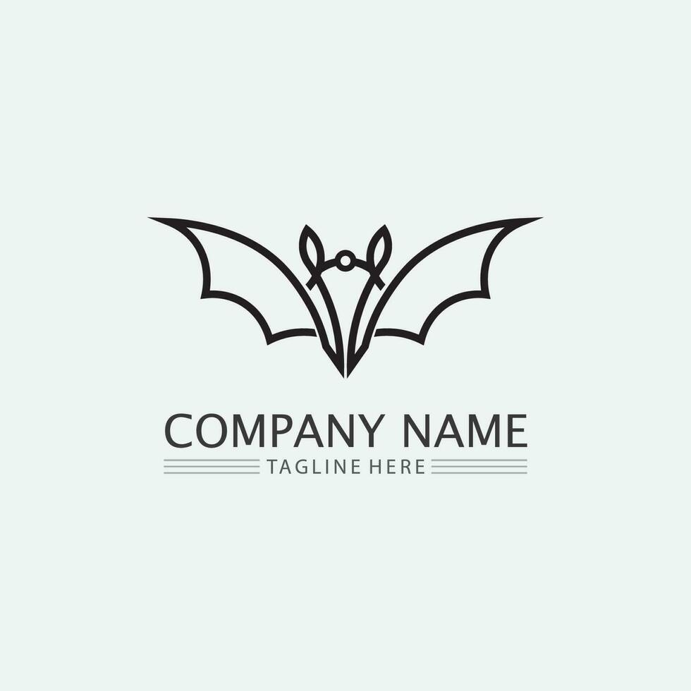 chauve souris logo animal et vecteur, ailes, noir, halloween, vampire, gothique, illustration, conception icône chauve-souris vecteur