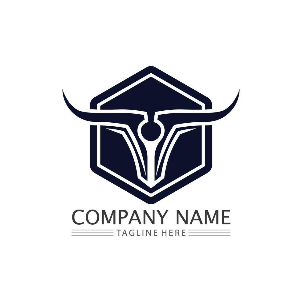 application d'icônes de modèle de vecteur de logo et de symboles de taureau