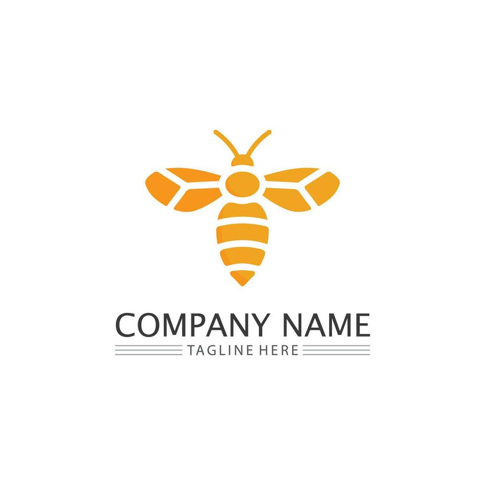 miel et abeille icône logo vector design et illustration d'animaux