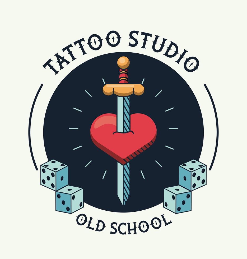 épée en coeur tatouage studio image artistique vecteur