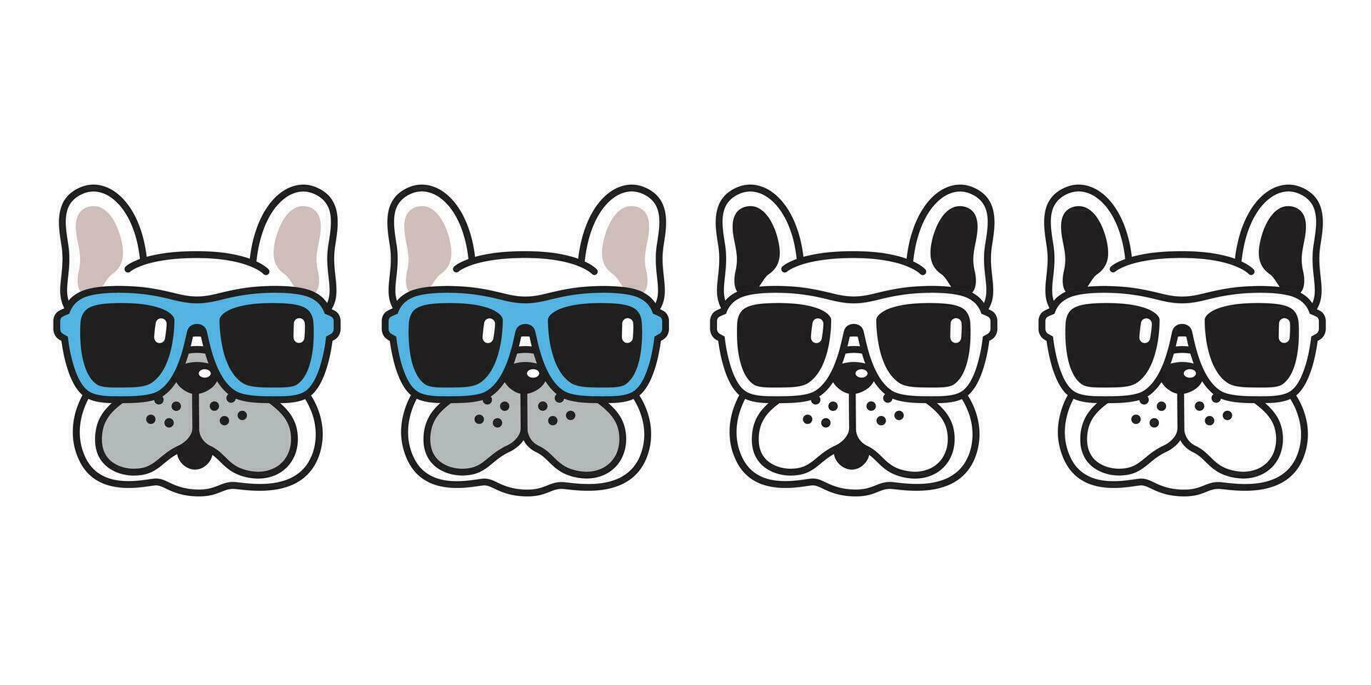 chien vecteur français bouledogue des lunettes de soleil icône dessin animé personnage chiot logo illustration blanc