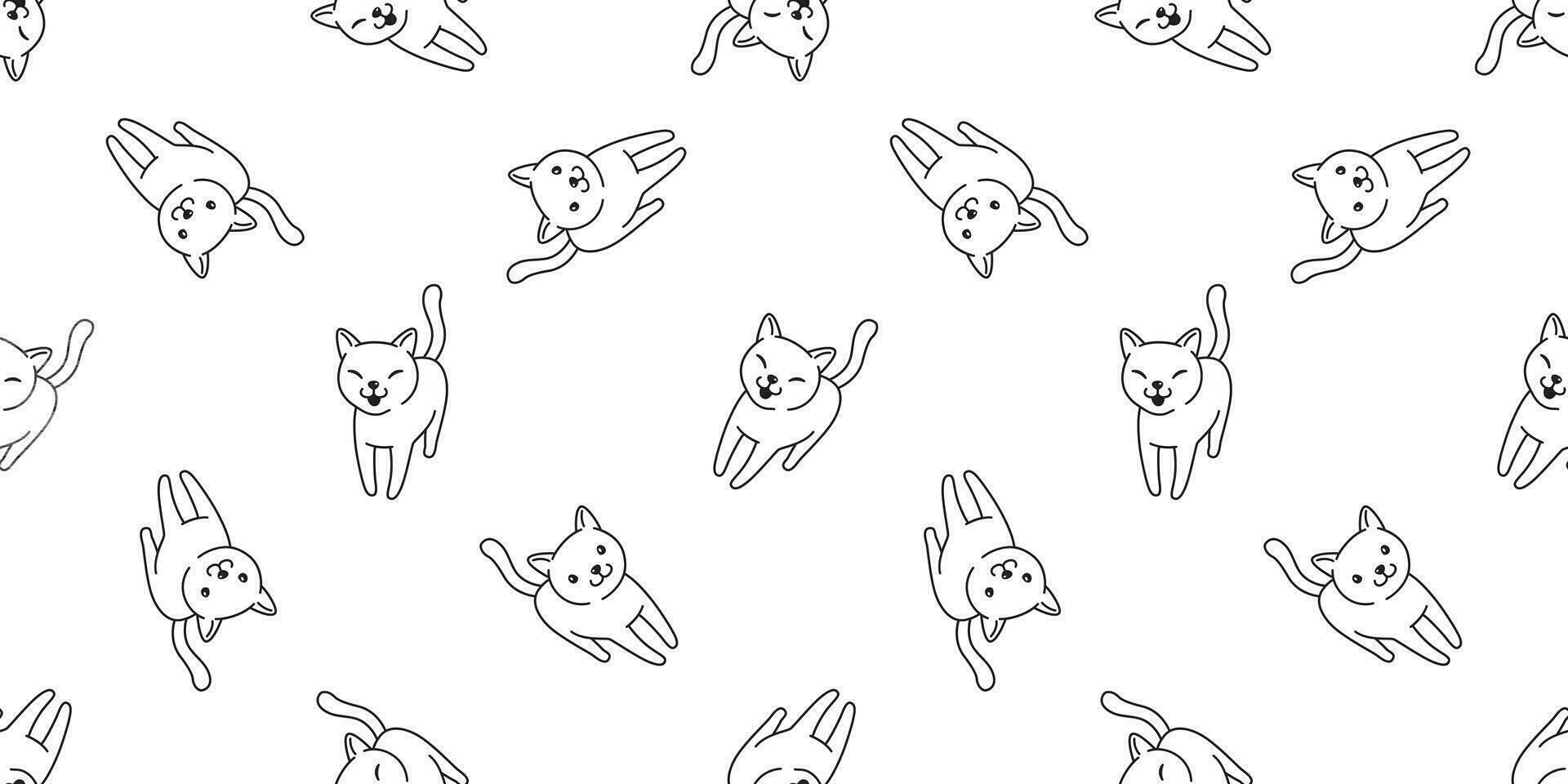 chat sans couture modèle vecteur chaton calicot sourire dessin animé écharpe isolé tuile Contexte répéter fond d'écran griffonnage illustration