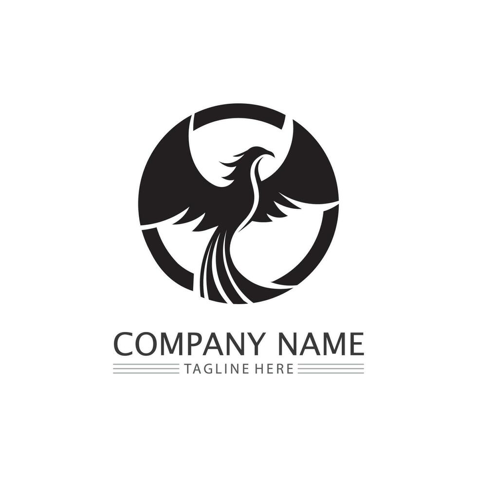 symbole d'oiseau phénix et illustration vectorielle de conception de logo vecteur