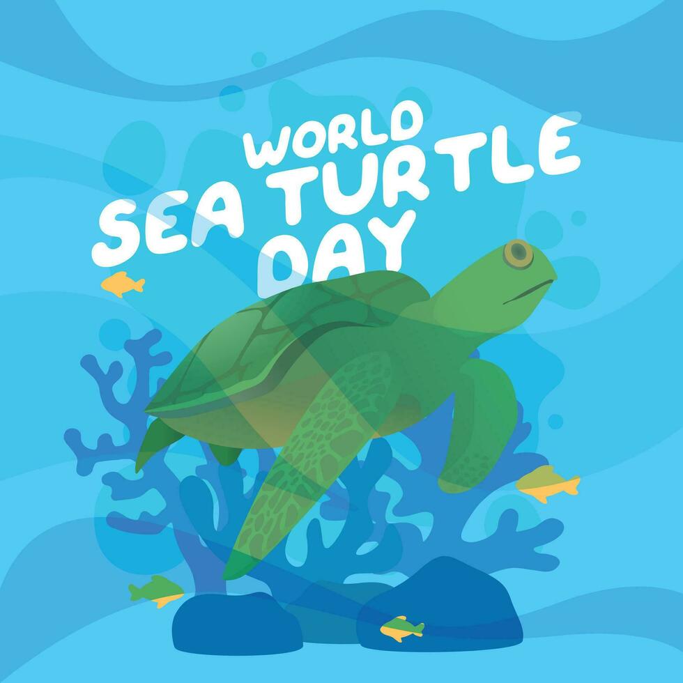 monde mer tortue journée conception modèle pour fête. mer tortue illustration. tortue journée. océan illustration. vecteur